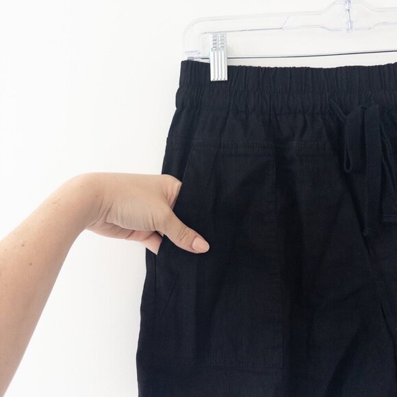 KUT Pull On Linen Blend Cargo Shorts in Black, Size Small - Picture 6 of 6